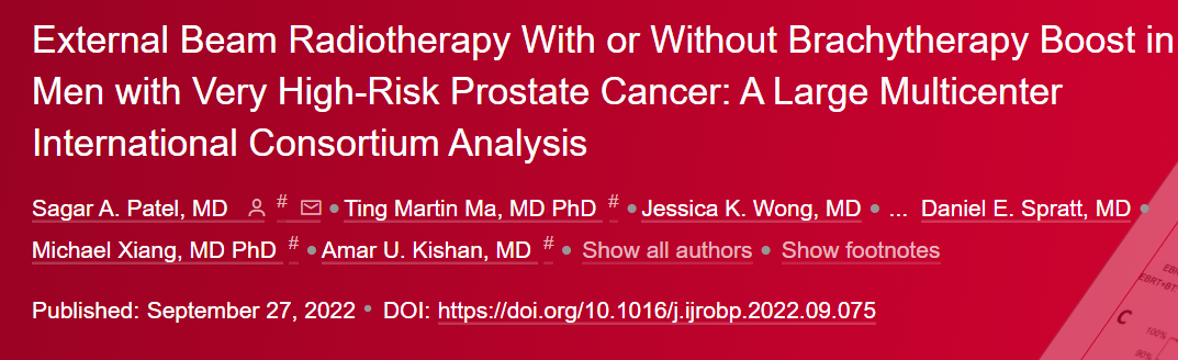 Int J Radiat Oncol Biol Phys：極高風險前列腺癌患者中，體外放射治療伴或不伴近距離放療的效果如何？