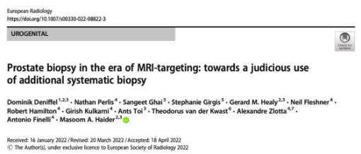 European?Radiology：前列腺活檢在核磁共振靶向治療時代中的應用