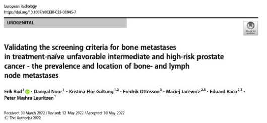 European?Radiology：前列腺癌骨轉移的影像學篩查價值