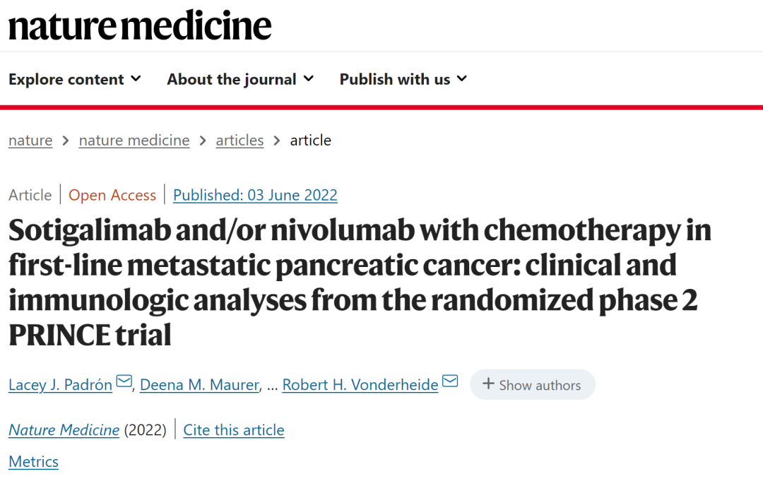 Nat Med：胰腺癌免疫聯合療法，一年生存率增加近65%！